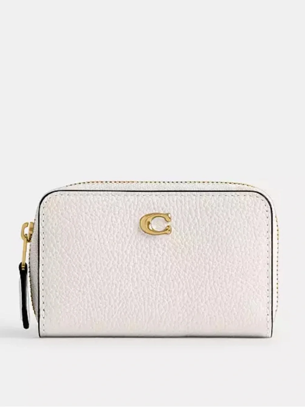 Coach Essential Small Zip-Around Card Case in Chalk with Gold Hardware